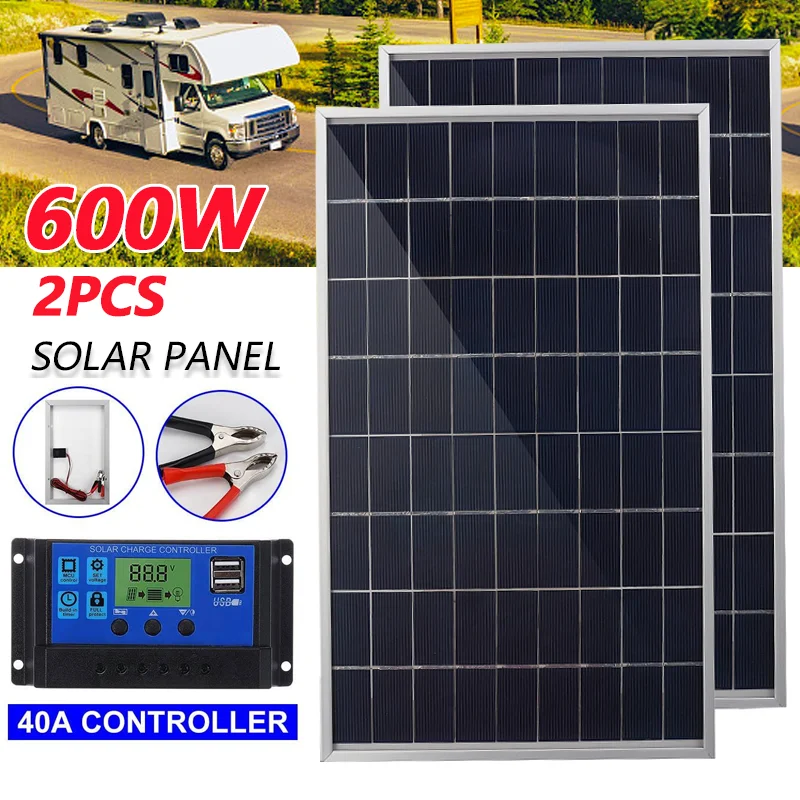 Outdoor Power Supply 12V - 600W 12V Complete Solar Panel Kit