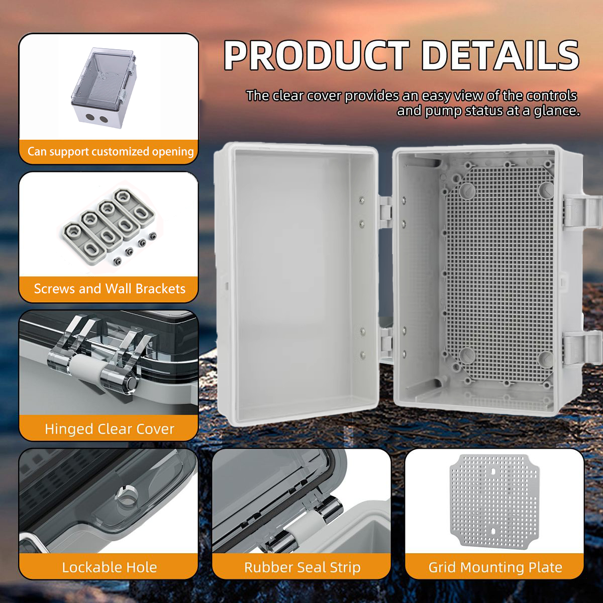 Outdoor Power Junction Box - IP66 Waterproof Transparent ABS Plastic Enclosure