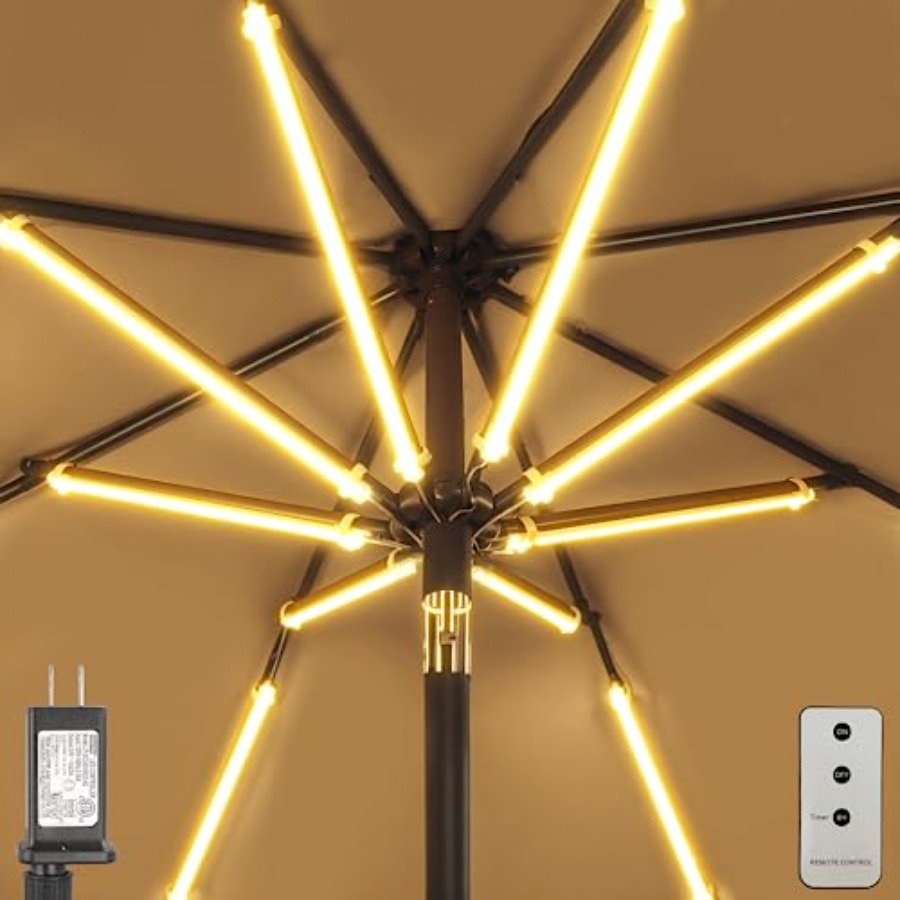 Outdoor Power Outlet Solar - Outdoor Patio Umbrella Lights, 1000 Lumens