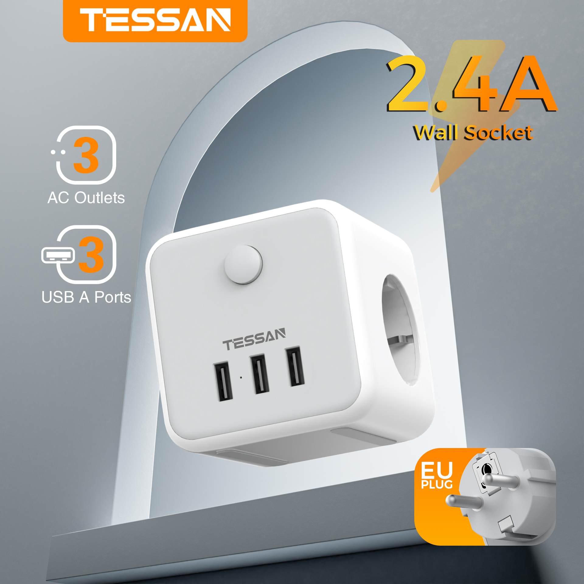 Outdoor Usb Power Strip - TESSAN European Korea Plug Electric Socket