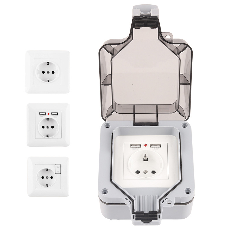 Outdoor Usb Power Outlet - IP66 Outdoor Weatherproof 16A Grounded 250V