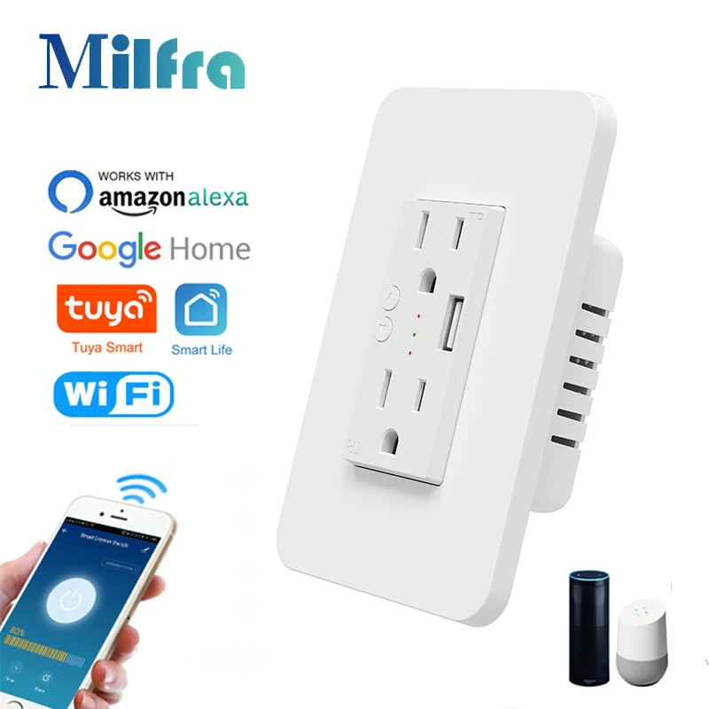 Outdoor Usb Power Outlet - Milfra Wifi Smart Socket Double Wall