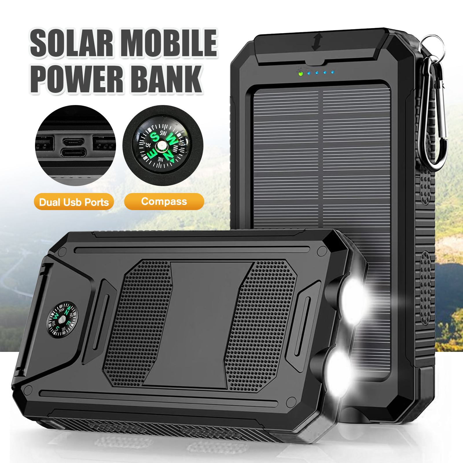 Outdoor Power Outlet Solar - 10000mAh Solar Power Bank Portable Waterproof