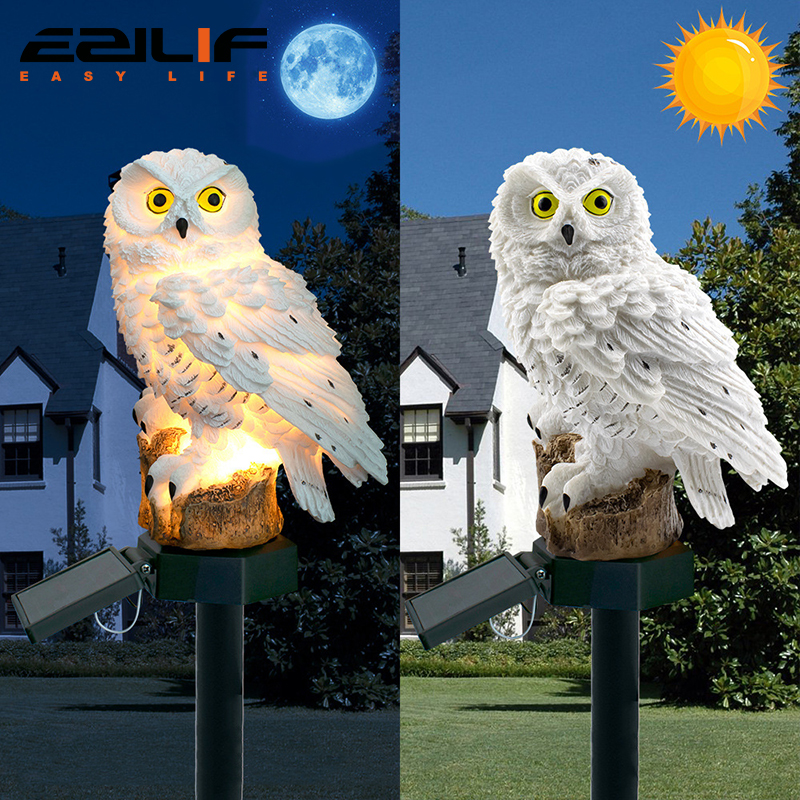 Solar light owl animal sculptu - Outdoor Power Outlet Solar review and price
