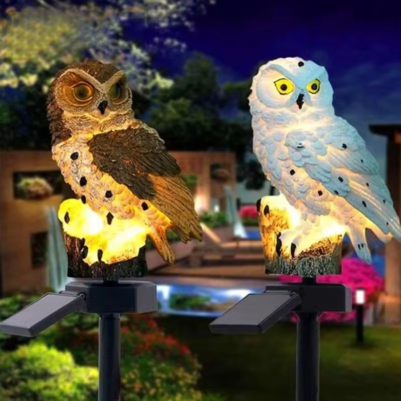 Solar light owl animal sculptu - Outdoor Power Outlet Solar review and price