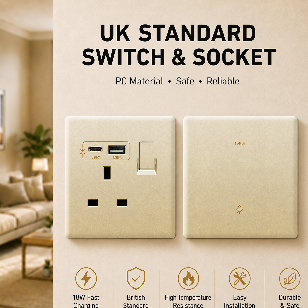 Gold UK 13A with USB C 18W 3.1 - Outdoor Usb Power Outlet review and price