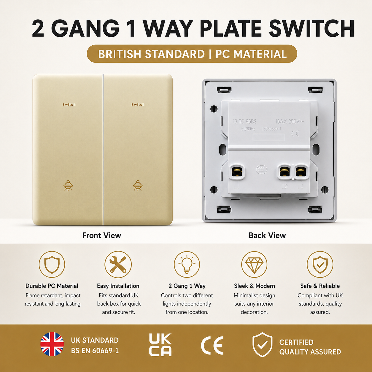 Gold UK 13A with USB C 18W 3.1 - Outdoor Usb Power Outlet review and price