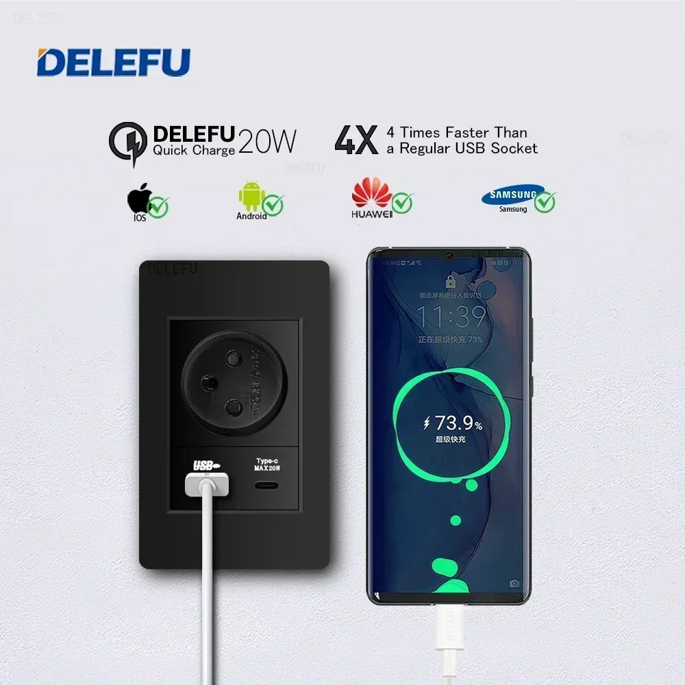 DELEFU Black Retardant PC Isra - Outdoor Usb Power Outlet review and price