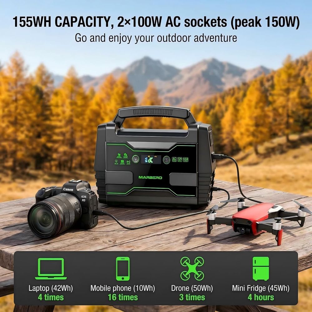 155Wh Portable Power Station w - Outdoor Power Outlet Solar review and price