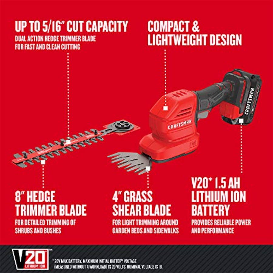 V20 4 In Cordless Handheld Gra - Hedge Trimmer Cordless review and price
