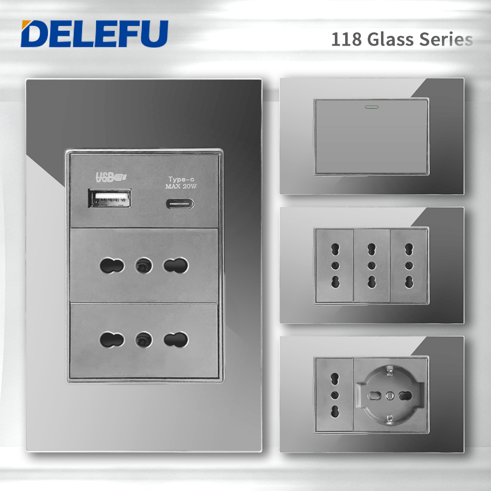 DELEFU Grey Tempered Glass Ita - Outdoor Usb Power Outlet review and price