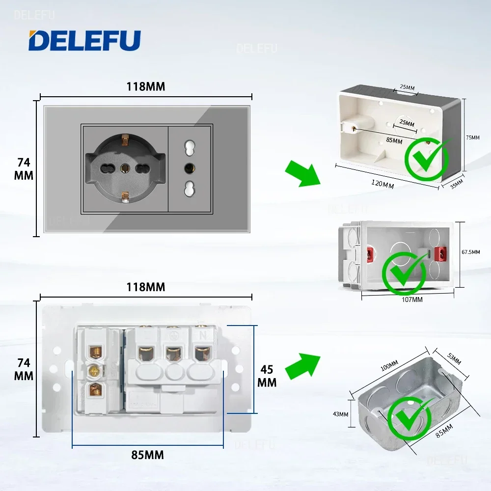 DELEFU Grey Tempered Glass Ita - Outdoor Usb Power Outlet review and price