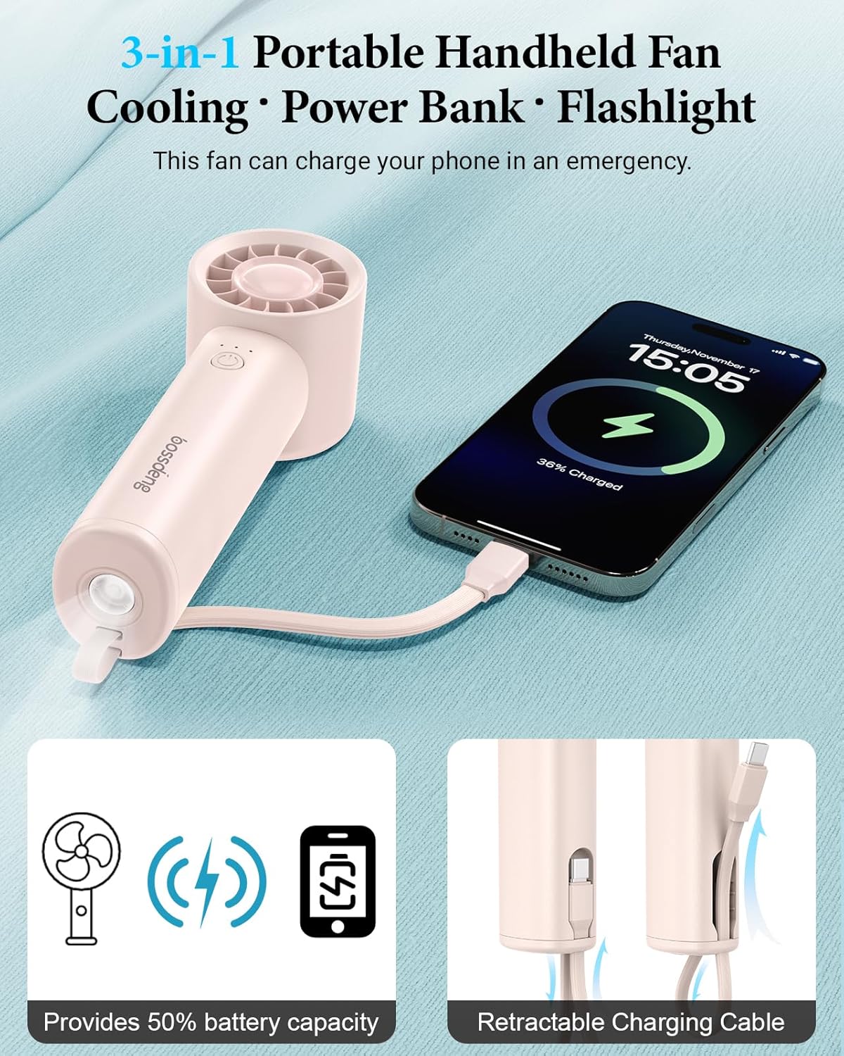 Portable Handheld Fan with Pow - Outdoor Power Fan review and price