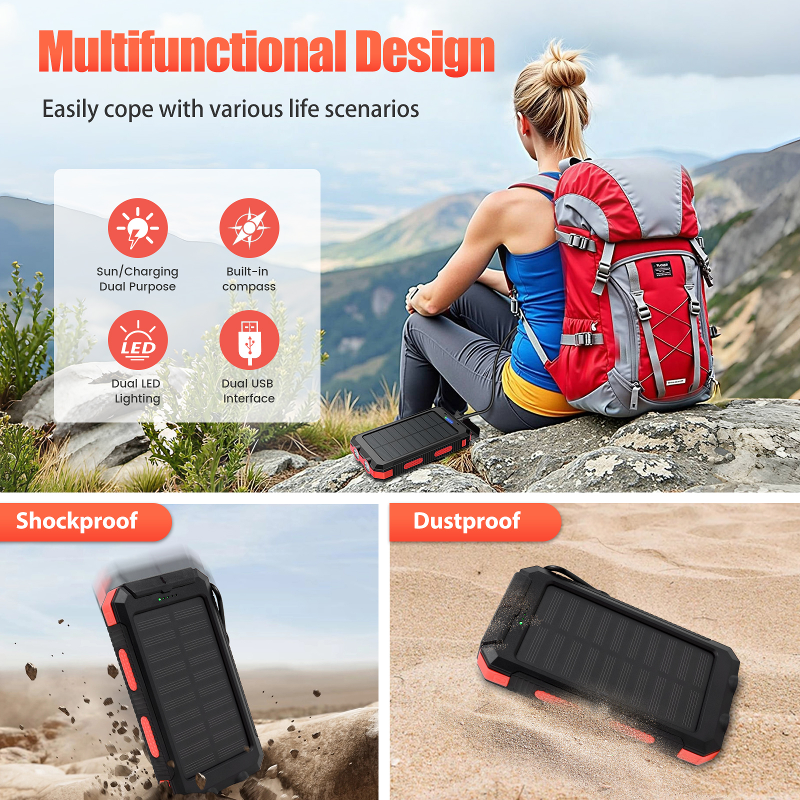 10000mAh Solar Power Bank Port - Outdoor Power Outlet Solar review and price