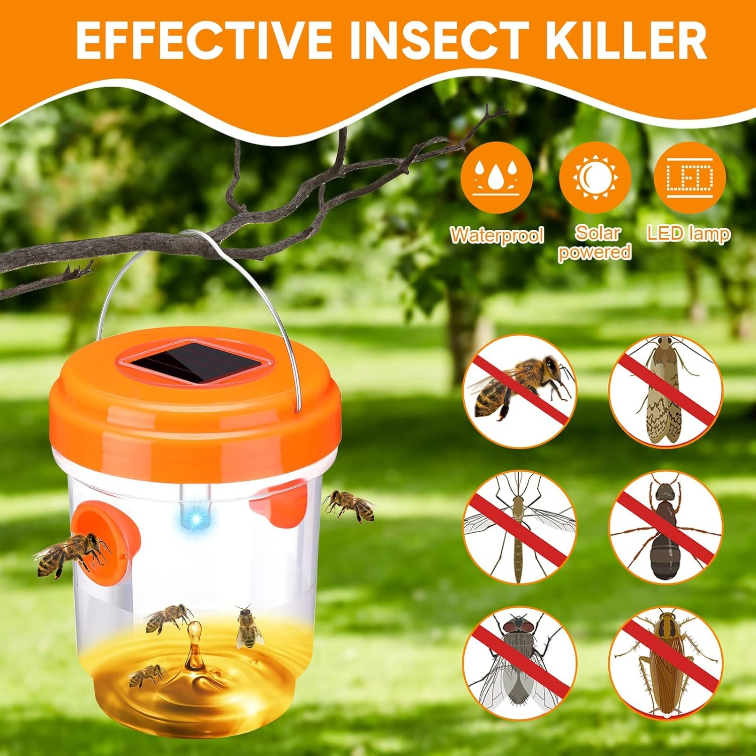 1-6PCS Solar Wasp Trap Waterpr - Outdoor Power Outlet Solar review and price